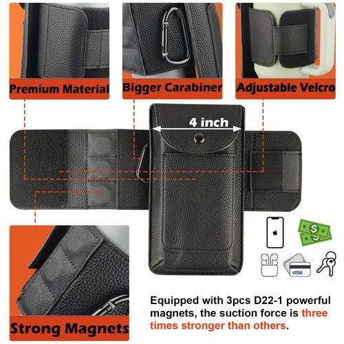 Gym Magnetic Water Bottle Pouch, Magnetic Gym Pouch Phone Holder Bag, Heavy Duty Fitness Water Bottle Accessories for Stanley, Owala, Soufull, Simple Modern Water Bottle