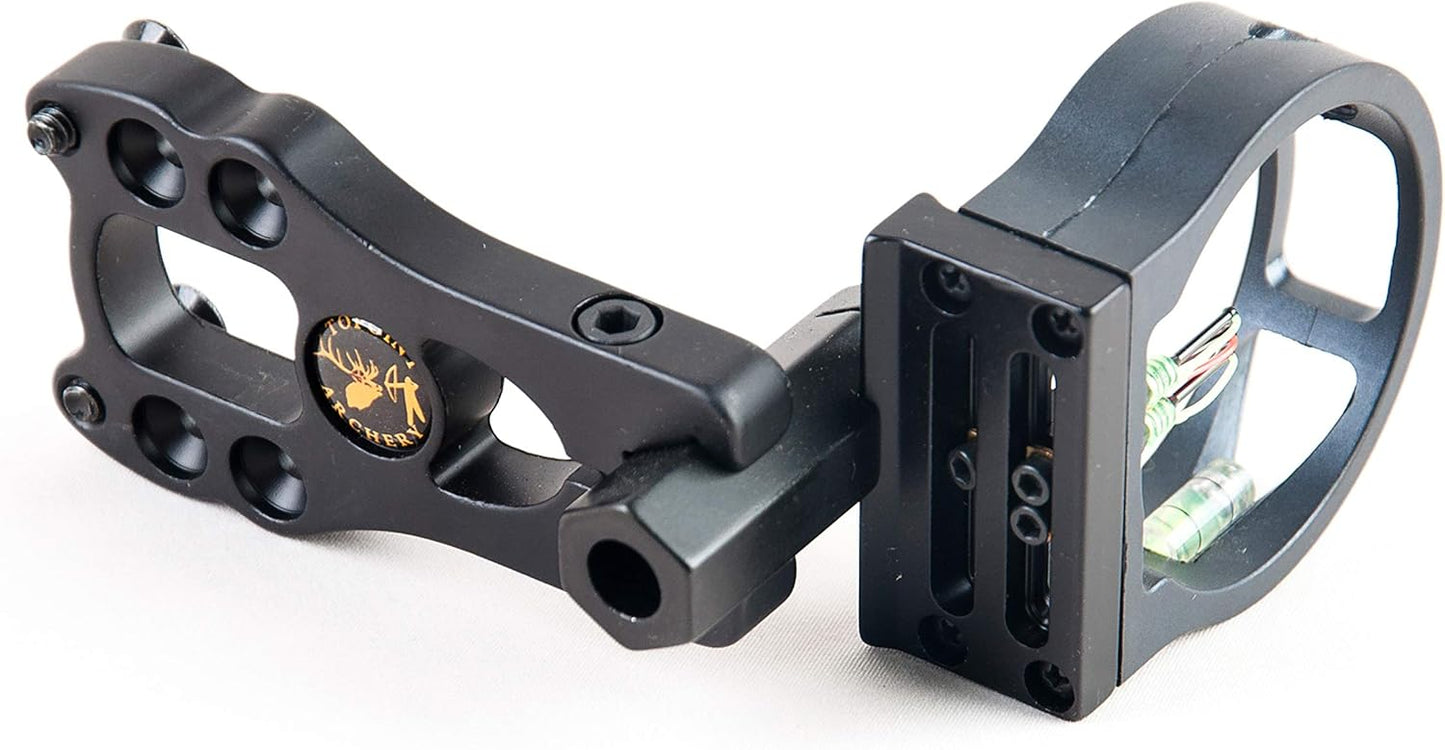 TOPOINT 3 Pin Bow Sight - Adjustable Fiber Optic, Brass Pins, Aluminum - Right/Left Handed