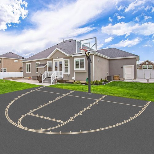 Reusable Basketball Court Marking Kit Foldable Design Basketball Court Stencil Kit for Concrete, Asphalt, Tiles, Driveway or Backyard - No Paint Included
