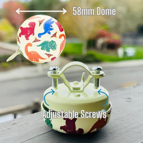 Cute Dinosaur Bicycle Bell with Loud Clear Sound, Bike Bells for Adults & Kids, Durable Bike Bell for Scooters, Toddler Bikes, and Cycling Accessories by Cute Things Seattle