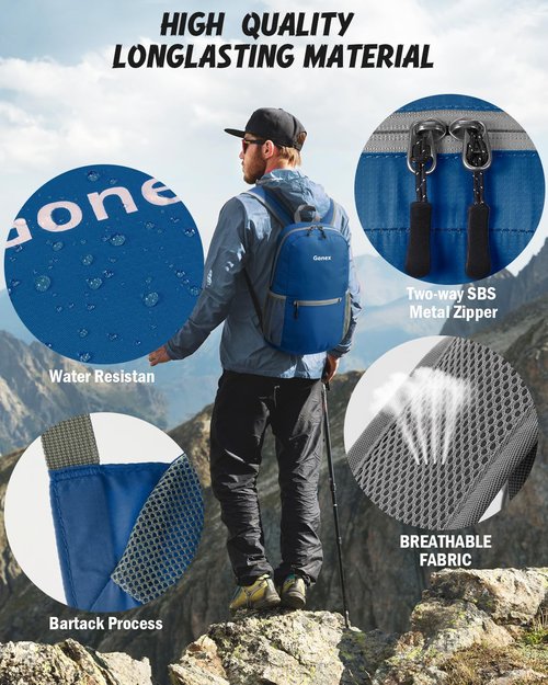 Gonex Ultra Lightweight Packable Backpack Daypack Handy Foldable Camping Outdoor Travel Cycling Backpacking(Dark Blue)