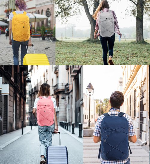 KEOFID Casual Backpack for Men and Women, Hiking Backpack for Travel, Black Daypacks for Sports, College, Water Resistant(Yellow)