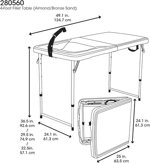 Lifetime 4 Foot Folding Fish Fillet Cleaning Table with Sink - for Camping, Picnic, Garden, Outdoors
