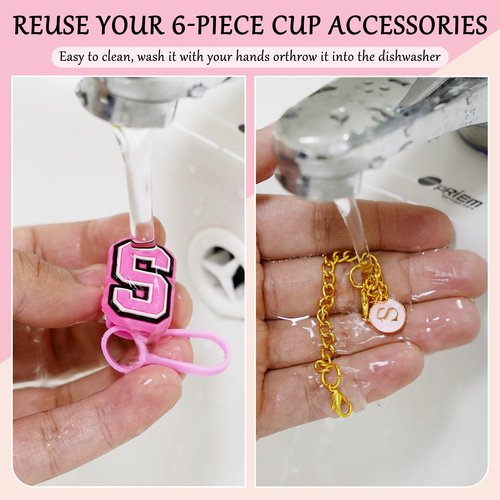 M Straw Covers Toppers Charms for Stanley Cup Accessories, Personalized Charms with Initial Name ID for 10mm Straw and 30&40 oz Tumbler