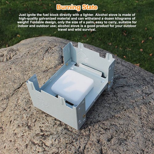 Chazcool Folding Portable Pocket Stove, Solid Fuel Tablet Pocket Stove for Picnic BBQ Camp Hiking Wood Burning Camp Stove, Emergency Stove, 95 X 75mm
