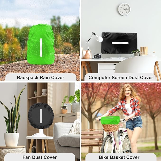 LAMA 2pcs Waterproof Rain Cover for Backpack, Reflective Rainproof Protector for Anti-dust and Anti-Theft S 18L-25L Black Green