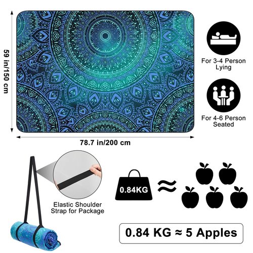 ICOSY Picnic Blankets Beach Blanket, Waterproof Outdoor Blanket Sandproof Picnic Camping Mat Camping Essentials 78" x 59"