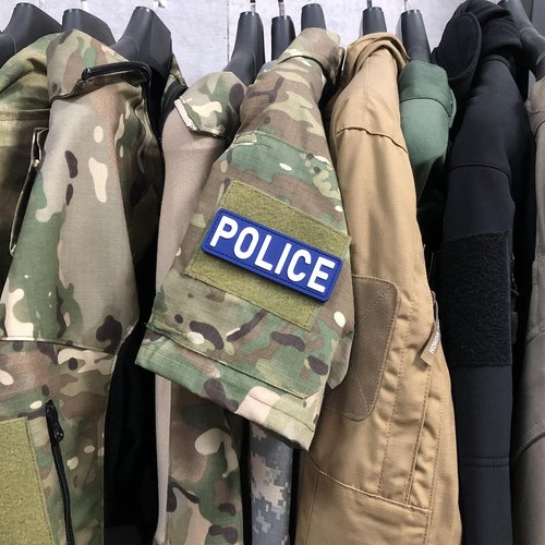 uuKen PVC Police Patch 4"x1.4" Navy Blue with Hook Fastener Back for Hat Bags Backpacks (Navy Blue)