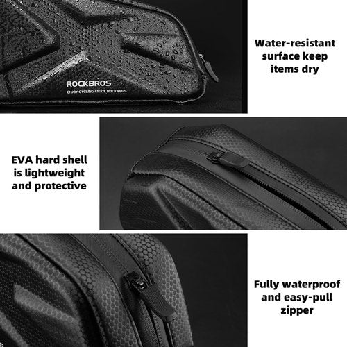 ROCKBROS Top Tube Bag Hard Shell Bike Tube Bag Pouch 1.4L Capacity Bike Frame Bag Cycling Accessories