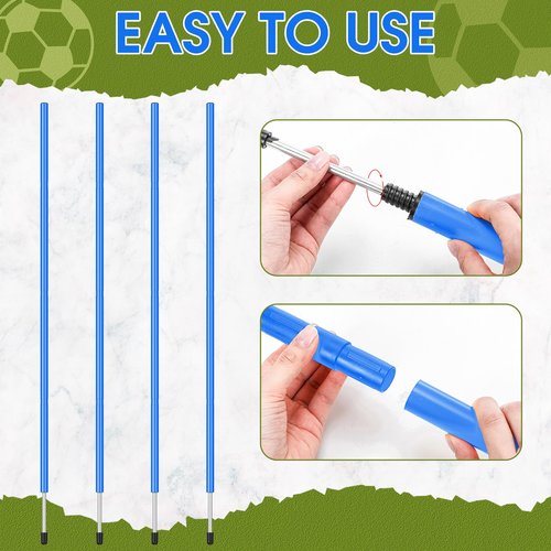 Vertintong Agility Training Poles Equipment Soccer Training Equipment Includes 4 Pcs 5ft Soccer Training Poles 13 ft Agility Ladder 10 Soccer Disc Cones with Black Bag for Speed Training(Blue)