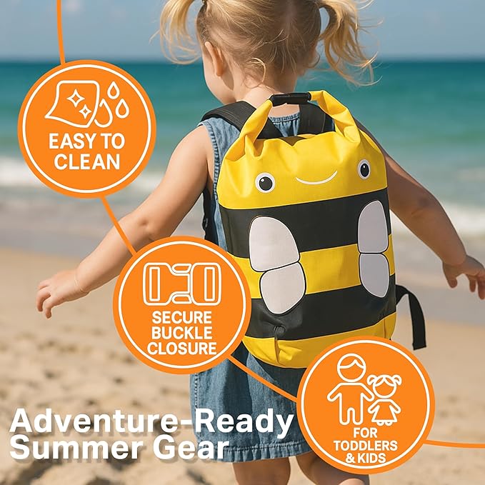 Kids Beach Bag Dry Bag Water Proof Resistent Travel Backpack Sacks for swimming Waterproof Backpack (Beetle, 5L)