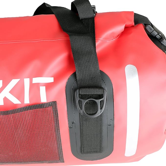 Waterproof Duffle Bag Travel Dry Bag 500D PVC for Motorcycle Tail Kayaking Rafting Boating Swimming Camping Hiking Beach Fishing (Red, 60L)