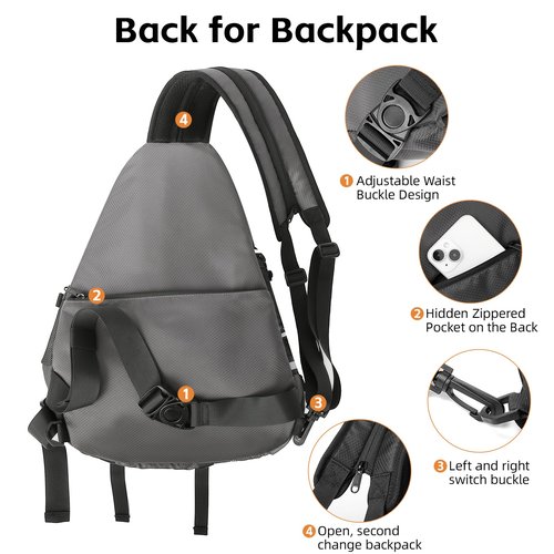 TANGCORLE Sling Bag Crossbody Backpack,Over Shoulder Daypack Men Multipurpose Travel Sport Bag