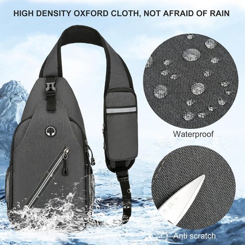 DOJUNS Crossbody Bags Sling Backpack, Sling Bag Cross body Shoulder Bag for Men and Women Chest Bag Travel Hiking Daypack (Dark Grey)