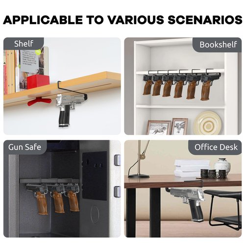 LOIUO 4 PCS Gun Rack Pistol Hangers for Gun Safe Shelf Gun Holder Cabinet Accessory, Handgun Hanger Pistol Organizer for Display and Storage