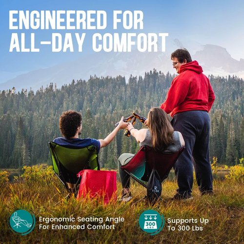 TCEK Swivel Portable Chair - Small Compact Folding Chair for Adult Travel - Supports 300 Lbs - Ideal for Outdoor Adventures - 1 Black + 1 Blue