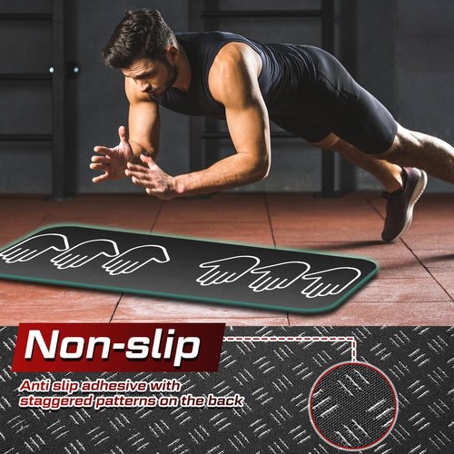 15 mm Fitness Workout Push up Rollers Sit up Training Exercise Mat with Hand Placement Marks to Train Muscle Groups 31.5 x 13.8 Inch Non Slip Portable Pad Home Workout Equipment, Gift for Men