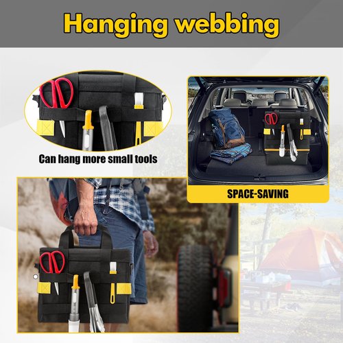 YAMTO Multifunctional Camping Storage Duffel Bag With Handles,Picnic Camping Organizer with Adjustable Dividers,Large Tool Tote Bag Collapsible for Outdoor Camping/Sports/Travel/GYM-Black