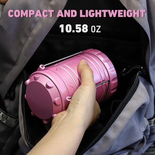 SEAMAGIC 2-Pack LED Pink Camping Lantern and 2-Pack LED Green Camping Lantern, Essential Emergency Lights for Power Outages, Hiking, Hurricane