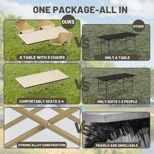 HEIVGZEIV Portable Camping Table, Folding Design