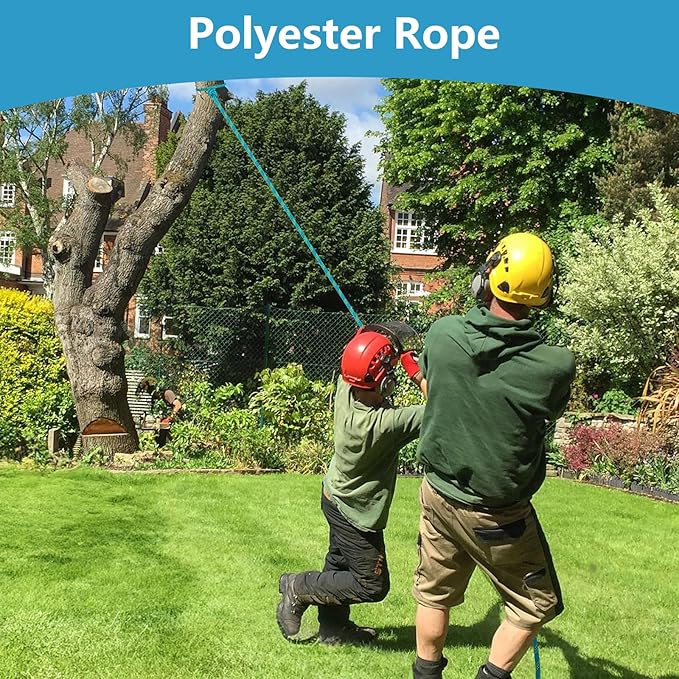 Arborist Rigging Rope - Blue 1/2 in x 200 Ft Static Bull Rope for Climbing Tree Felling Pulling Various Outdoor Applications Construction Swing Sailing