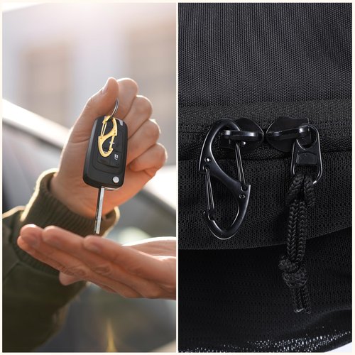 Xinjoduz 15 PCS Mini Metal S Carabiner Clips, 1.6 In Small Dual Wire Gate Spring Snap Hook Carabiner Clip Interlocking Keychain Clip Tiny Clip Attachment for Women Men Camping Fishing Hiking (3 Color)