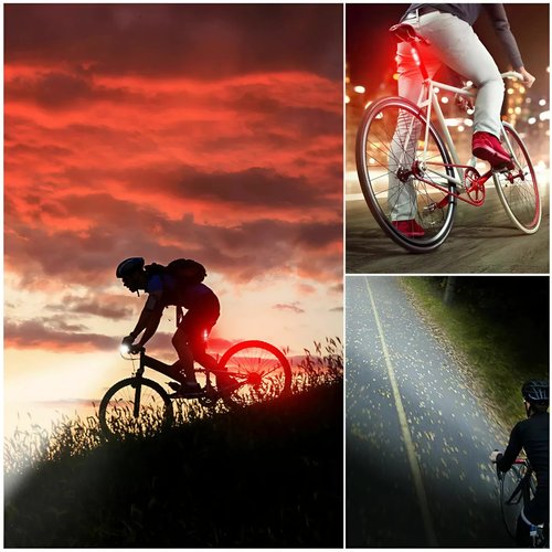 PeakTrend USB Rechargeable LED Bicycle Headlight Bike Front Rear Lamp Cycling Set Waterproof LED Bike Headlight Safety Bicycle Tail Light