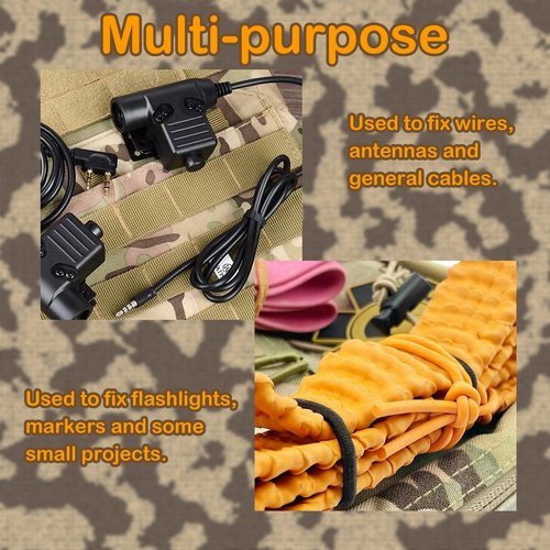 Demearly Heavy-Duty Elastic MOLLE Attachment Set - Mixed Sizes 8/10/13cm Elastic Clips for Tactical Backpacks, Gear & Outdoor Equipment Organization (14 Pack, Black)