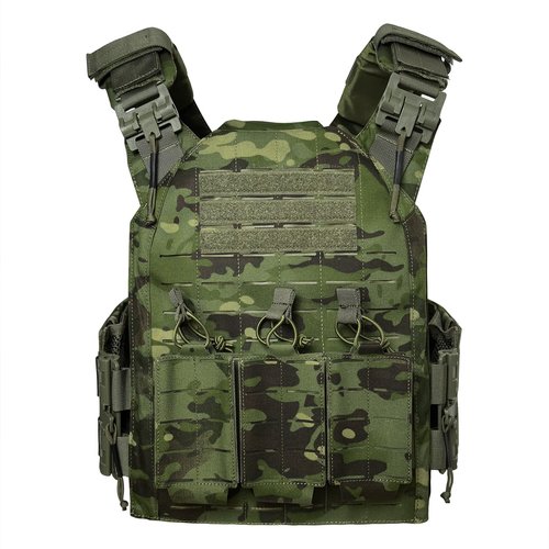 Hehyxade Nylon Fabric tactical suit Quick Release Vest with Hydration Backpack and Triple Tool Pouch (green camou)