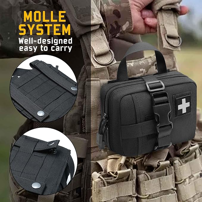 Tactical Ifak Trauma Kit - Emergency First Aid Bleeding Control Kit, Snake Bite & Bee Sting Supplies, Venom Extractor Pump