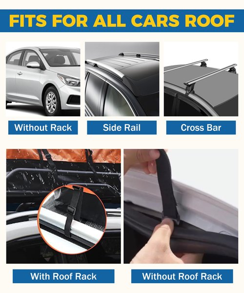 UBOG 15 Cubic Feet Roof Rack, Rooftop Cargo Carrier, Soft-Shell Carriers with Anti-Slip Mat for All Cars with/Without Rack