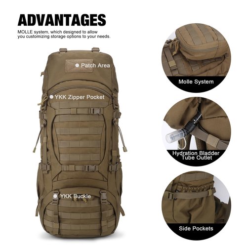 Mardingtop 70L Internal Frame Backpack for Camping,Hiking,Travel,Tactical Backpack with Rain Cover