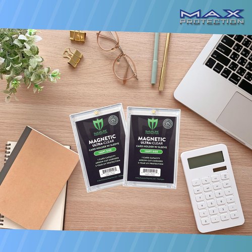 Max Protection Magnetic Card Holder for Sleeved Cards – 10-Pack 130pt Ultra-Clear Cases – Hard Plastic Card Sleeves Holders, UV Protector Case - Fits Standard Sports Baseball Trading Cards