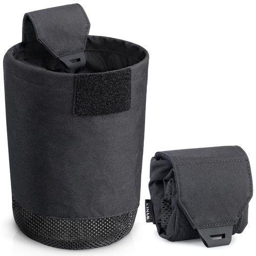 WYNEX Molle Tactical Dump Pouch, Tactical Mag Recovery Dump Pouch with Cord-Adjustable Collar Foldable Roll Up Utility Pouch Drawstring Mesh Bottom Dump Bag for Dynamic Shooting Hunting