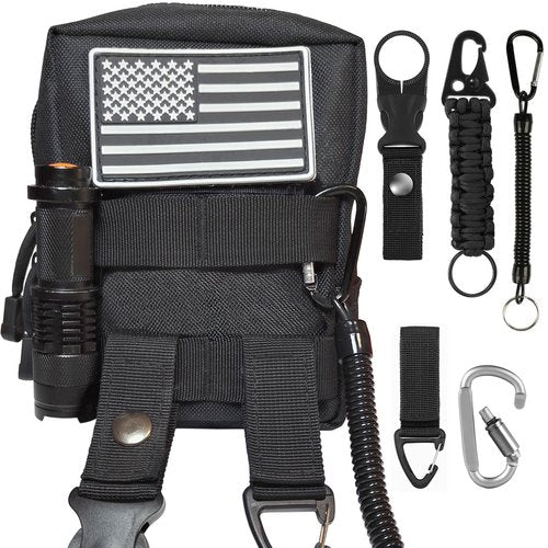 Tactical Pouches Molle Backpack Accessories - Small Tactical Pouch with Mini Survival 7 in 1 for Camping Hiking Christmas Gadget for Men (Dark)