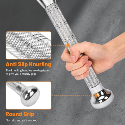 tonchean Adjustable Clubbell 6 in 1 Indian Clubs Steel Macebell (6.6/8.8/11/13.2/15.4/17.6LBs) for Muscle Building, Shoulder, Grips & Forearms Workouts to Stretching