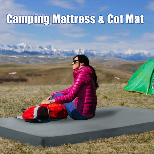 BALAPET Memory Foam Camping Mattress for Outdoor Sleeping, Porable 3" Thickness Roll Up Camping Mattress Pad Mat for Travel Truck Bed Tent (Light Grey, Single-75"x30"x3")