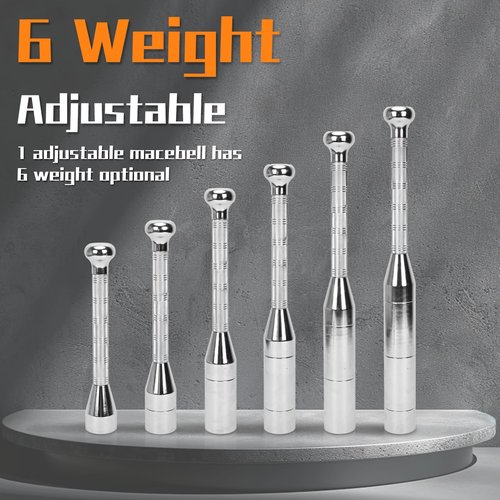 tonchean Adjustable Clubbell 6 in 1 Indian Clubs Steel Macebell (6.6/8.8/11/13.2/15.4/17.6LBs) for Muscle Building, Shoulder, Grips & Forearms Workouts to Stretching