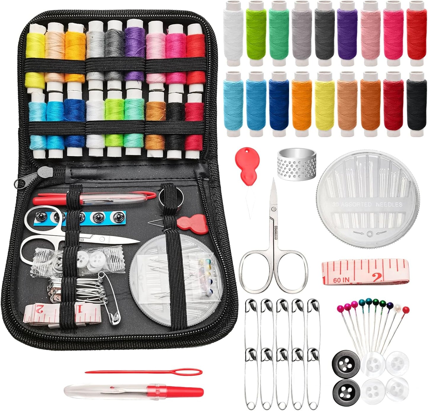 XWYQSLJY Sewing Kit, Sewing Kit for Adults,Marcoon Needle and Thread Kit with Sewing Supplies and Accessories Contains Scissors, Measure Tape,Seam Ripper,Suitable for Home, Travel, Beginner, Emergency