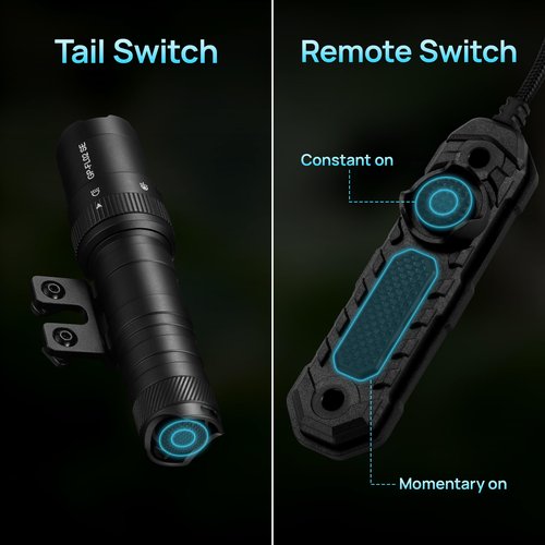 GOPLANT 2500 Lumen Tactical Flashlight, Aircraft Aluminum LED Weapon Light, MLOK Laser Light for Rail Mount, Rifle Flashlight with Momentary Strobe Function, Long Gun Flashlight with Remote Switch