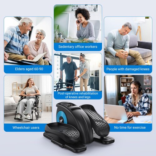 MERACH Under Desk Elliptical Machine, Ellipse Leg Exerciser for Seniors Adults Fully Assembled, Portable & Quiet Electric Seated Pedal Exerciser with 12 Adjustable Speed & Remote Control & 12 AutoMode