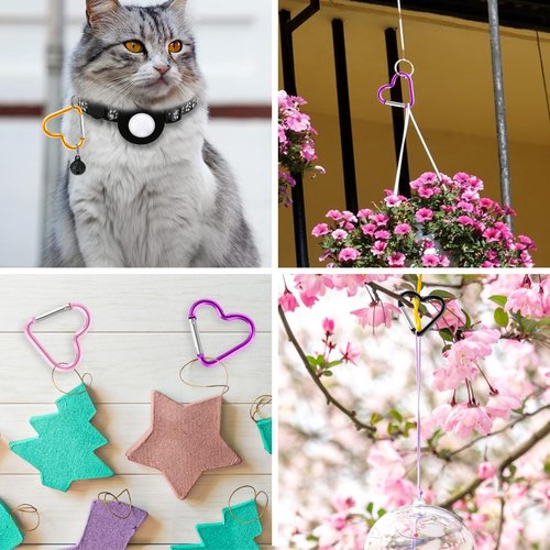 Ouligay 10pcs Cute Heart Shaped Carabiner Star Carabiner Heart Shaped Backpack Clips Key Ring Clip Heart Keychain Clip for Dog Leash Water Bottle Holder Snap Clips Keys