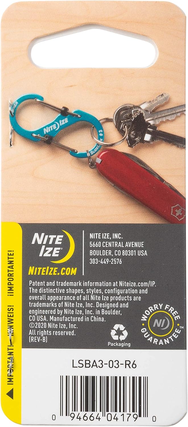 NITE IZE LSBA3-03-R6 Dual Carabiner, #3, Blue
