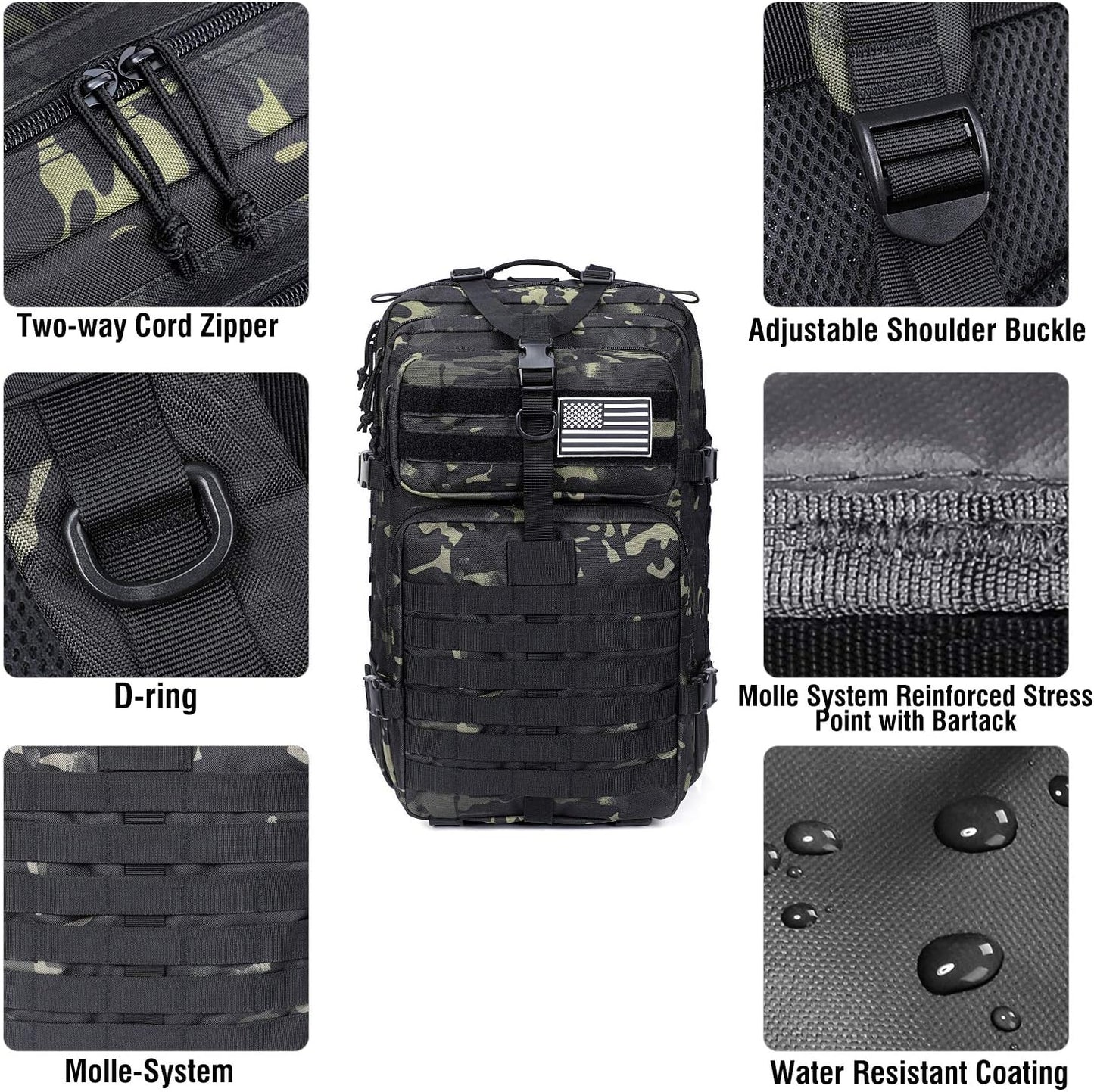 Prospo Military Tactical Backpack Large Fishing Tackle Backpack 3 Day Assault Survival Pack Molle Bag for Men