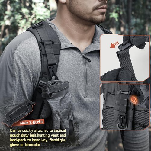 LIVANS Molle Belt Clip Key Holder Tactical Battle Belt Plate Carrier Vest Attachment Clip for Hanging Keys or Gloves, Universal Fit Molle Accessories Clip |T-Mount Clash Hook, Include Z-Buckle(B-1)