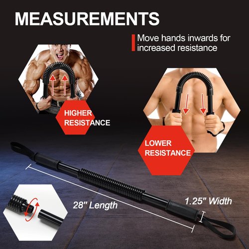 JAOTREL Power Twister Bar, Upper Body Strength Training Bar, Heavy Duty Arm Builder for Chest Shoulder Forearm Bicep and Arm Strengthening Workout Equipment (66, Pounds)