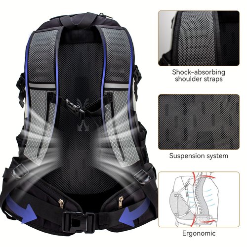 UtiaMiaoGonGo Hiking Backpack 40L, Waterproof Hiking Backpack with Rain Cover, Large Camping Bag Outdoor Sport Travel Daypack for Men Women, Black