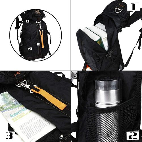 PAIWPHLI Tactical Backpack Flight Parachute Pack Large Lightweight Travel Backpack with Molle for Outdoor (Black)