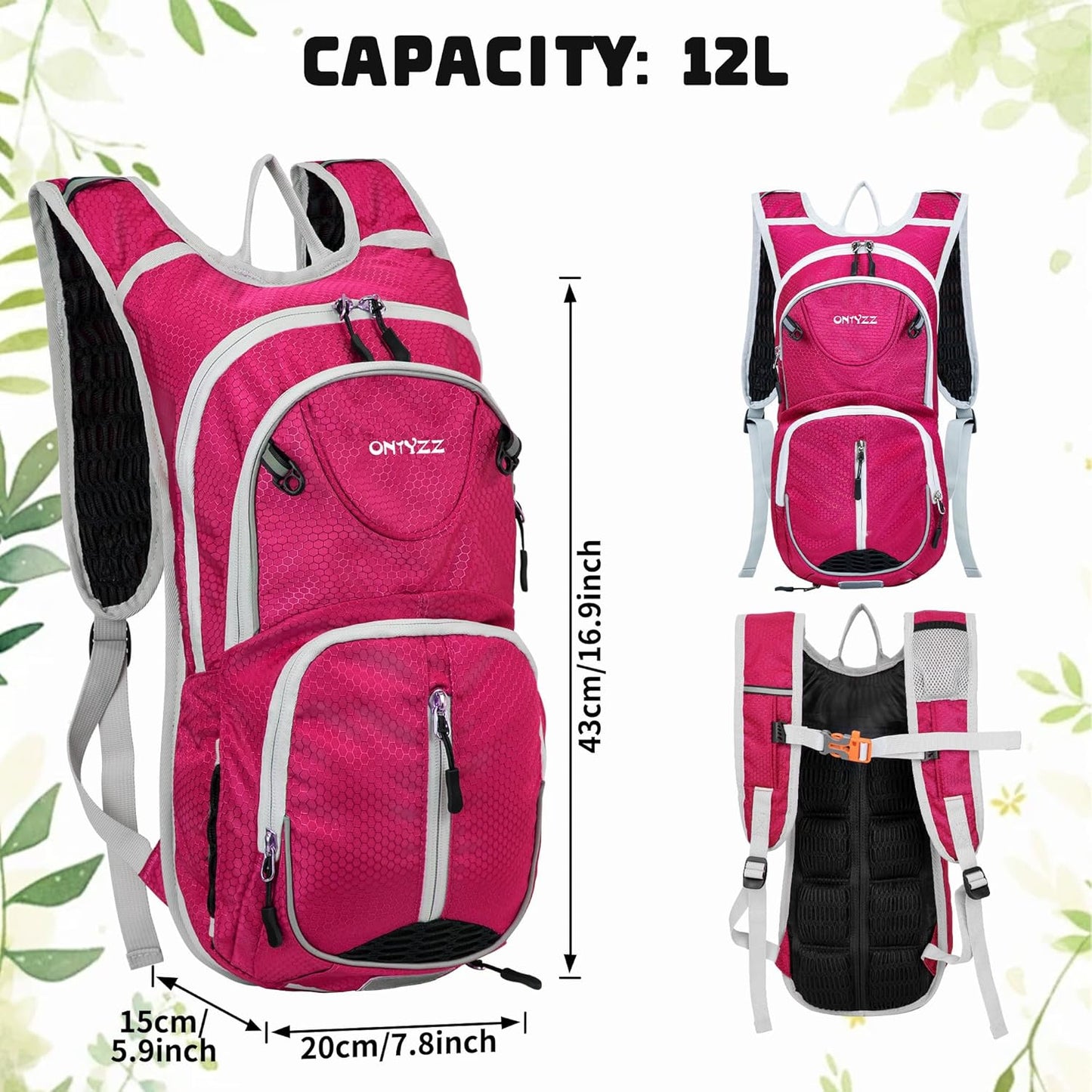 ONTYZZ Bicycle Backpack 12L Unisex Nylon Waterproof Bicycle Shoulder Rucksack Travel Backpack