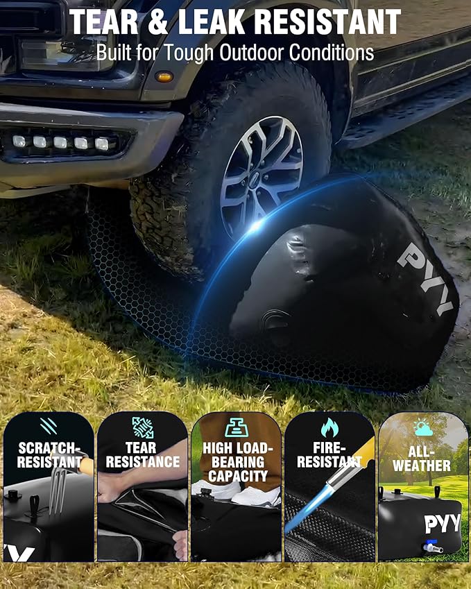 PYY Portable 87 Gallon Water Bladder - Truck Bed & Carrier Cart Water Bob Bathtub Emergency Water Bladders for Outdoor RV & Car Camping Water Bladder Tank with Spigots and Overflow Kit-Black 330L